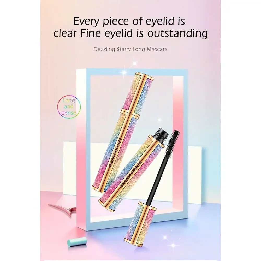 2 Pk 4D Silk Fiber Mascara – Waterproof, Thick Long Lashes, Vivid Galaxy Effect